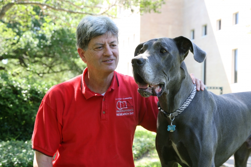 ECE professor Stuart Long takes time out with his Great Dane, Grayson.